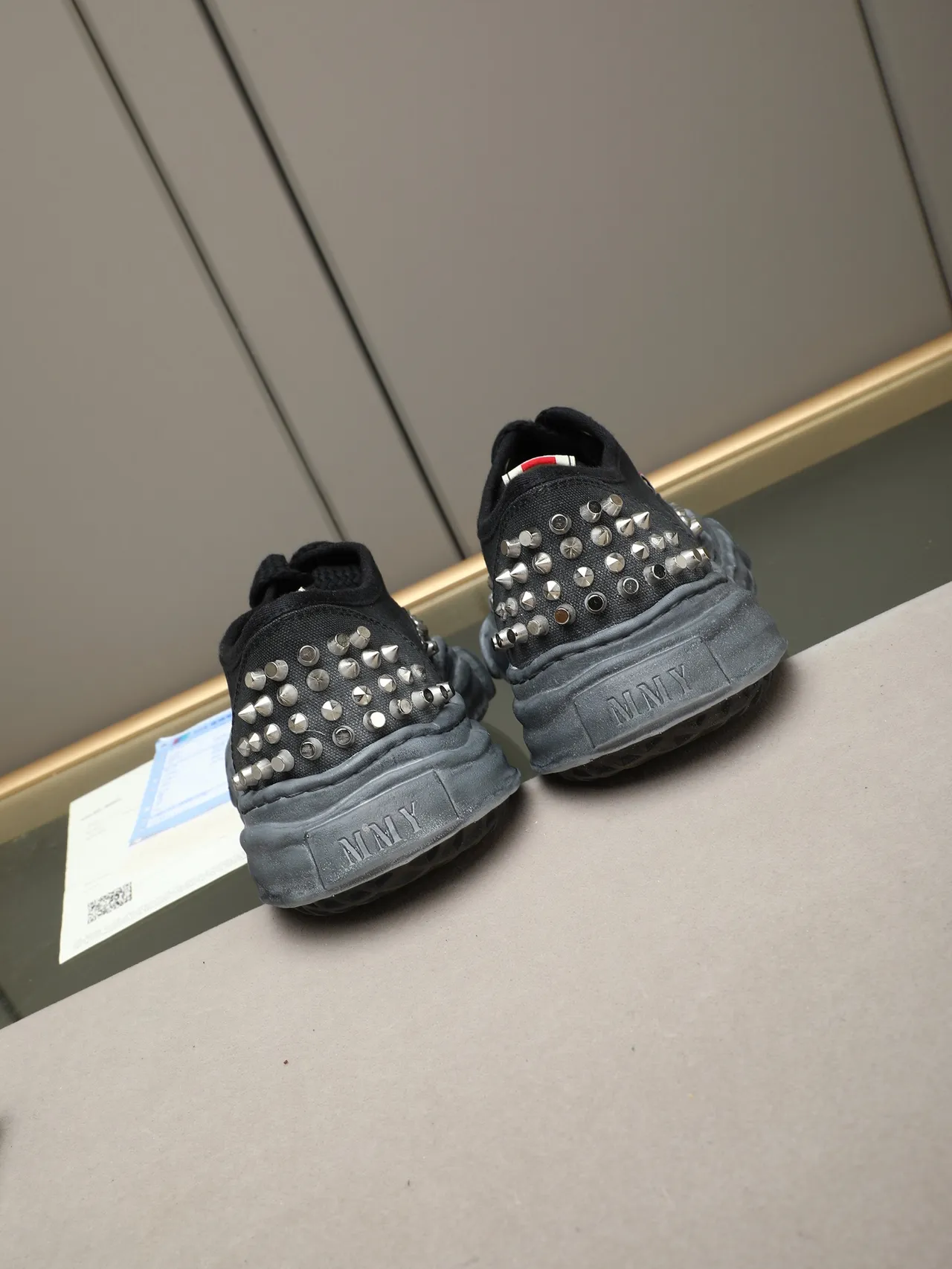 MMY Studded Black Canvas Low-Top Sneakers