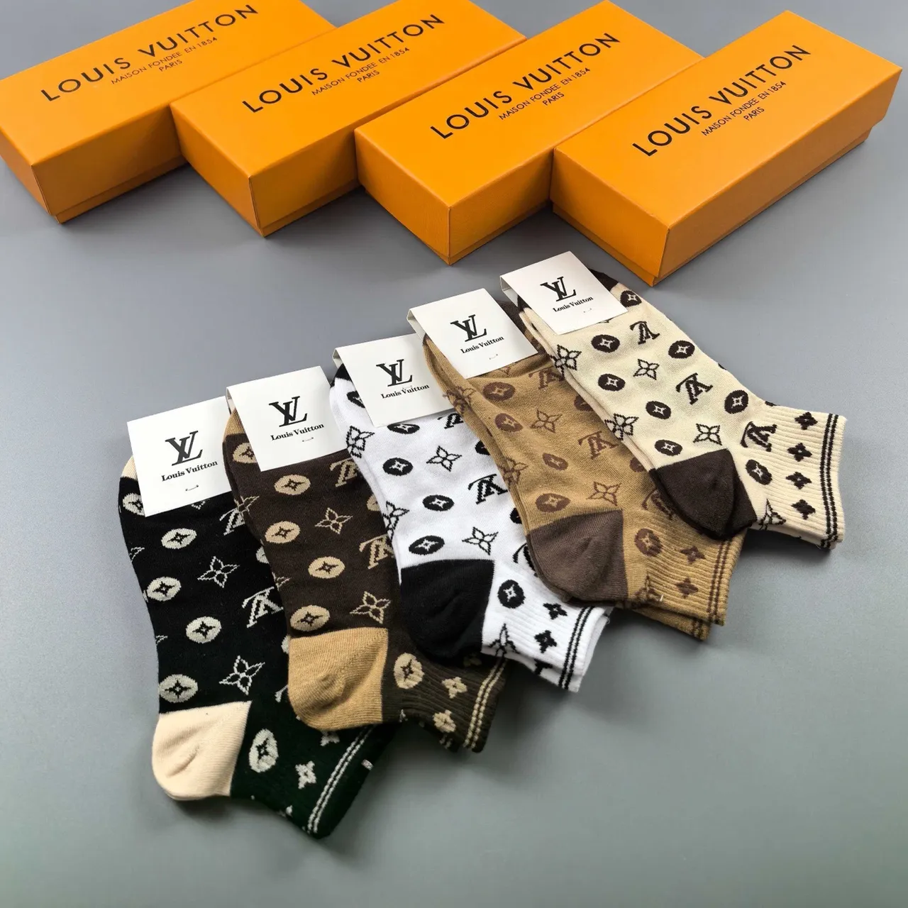 Louis Vuitton Monogram-Print Crew Socks