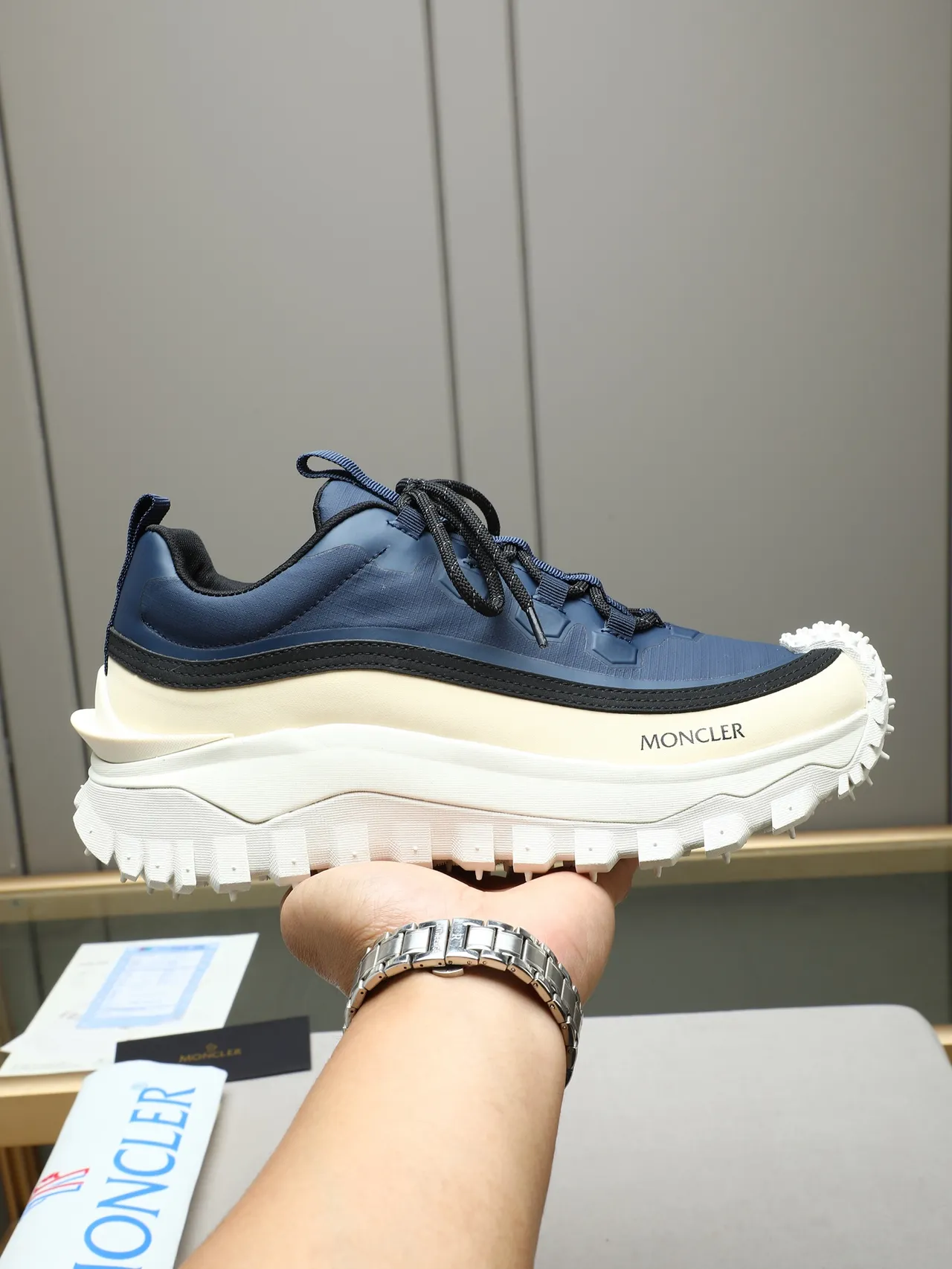 Moncler Navy and Cream Chunky Sole Lifestyle Sneaker