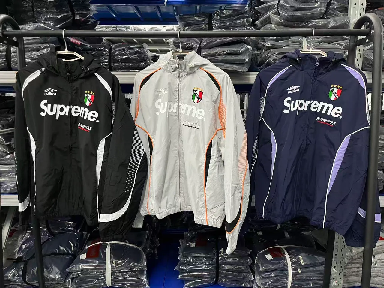 Supreme Black White Full-Zip Contrast-Panel Windbreaker