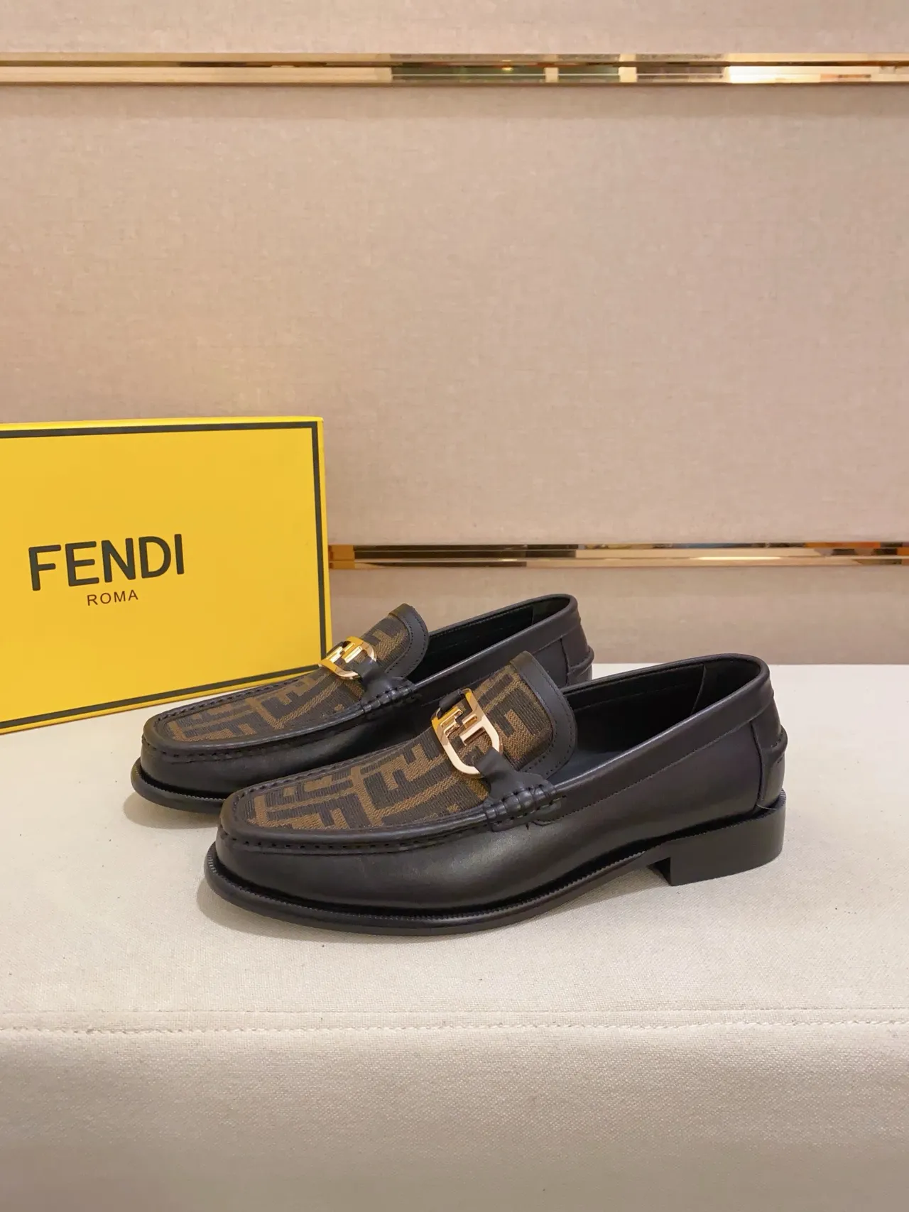 Fendi Horsebit 1955 Monogram Black Leather Loafer