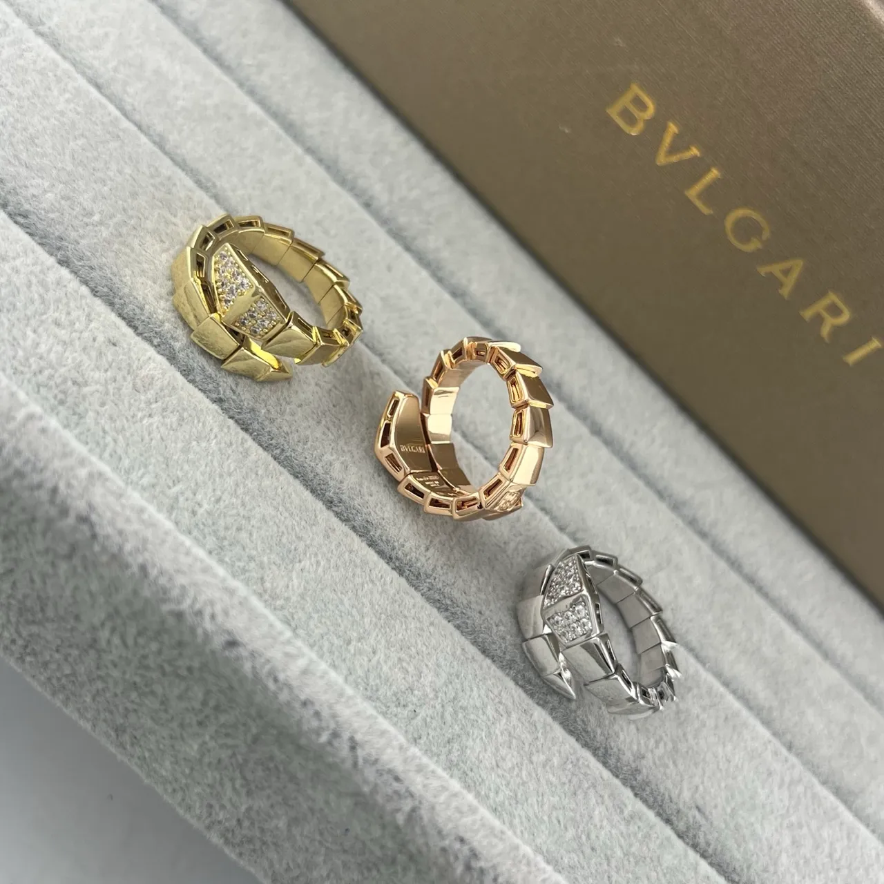 Bvlgari Serpenti Viper Pavé Diamond Hinged Hoop Rings