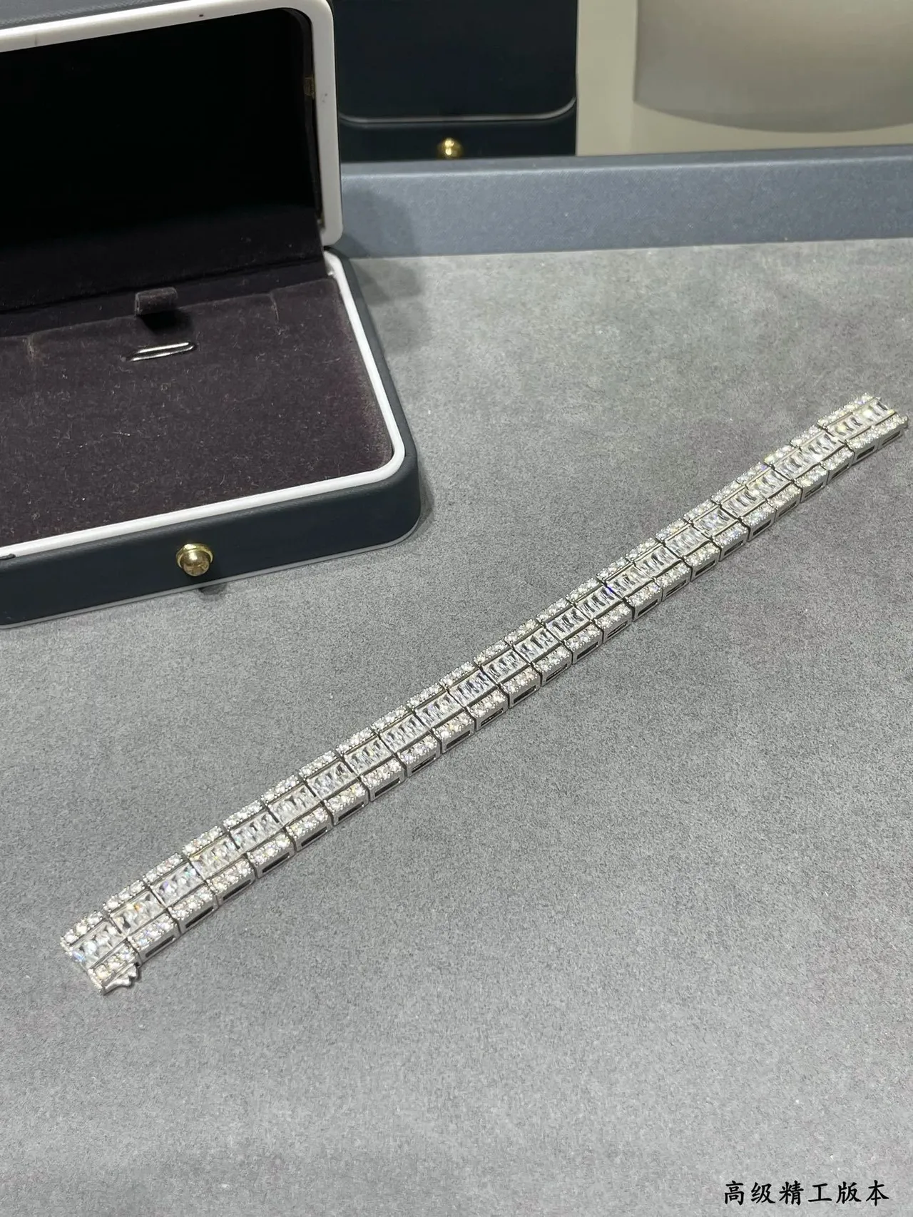 Tiffany & Co. T Collection Silver White Multi-Row Baguette-Cut Bracelet