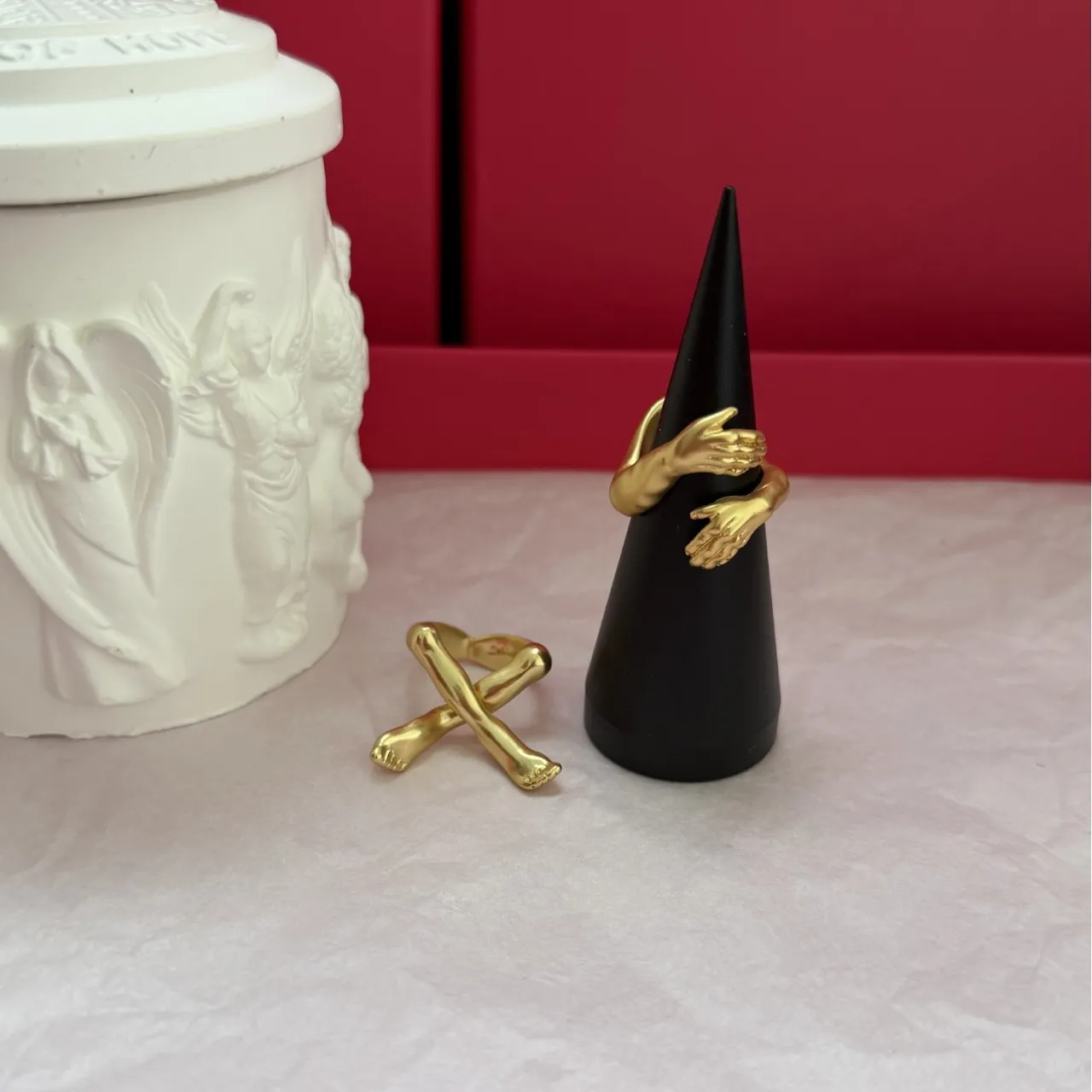 Gold-Tone Hand and Foot Sculptural Rings