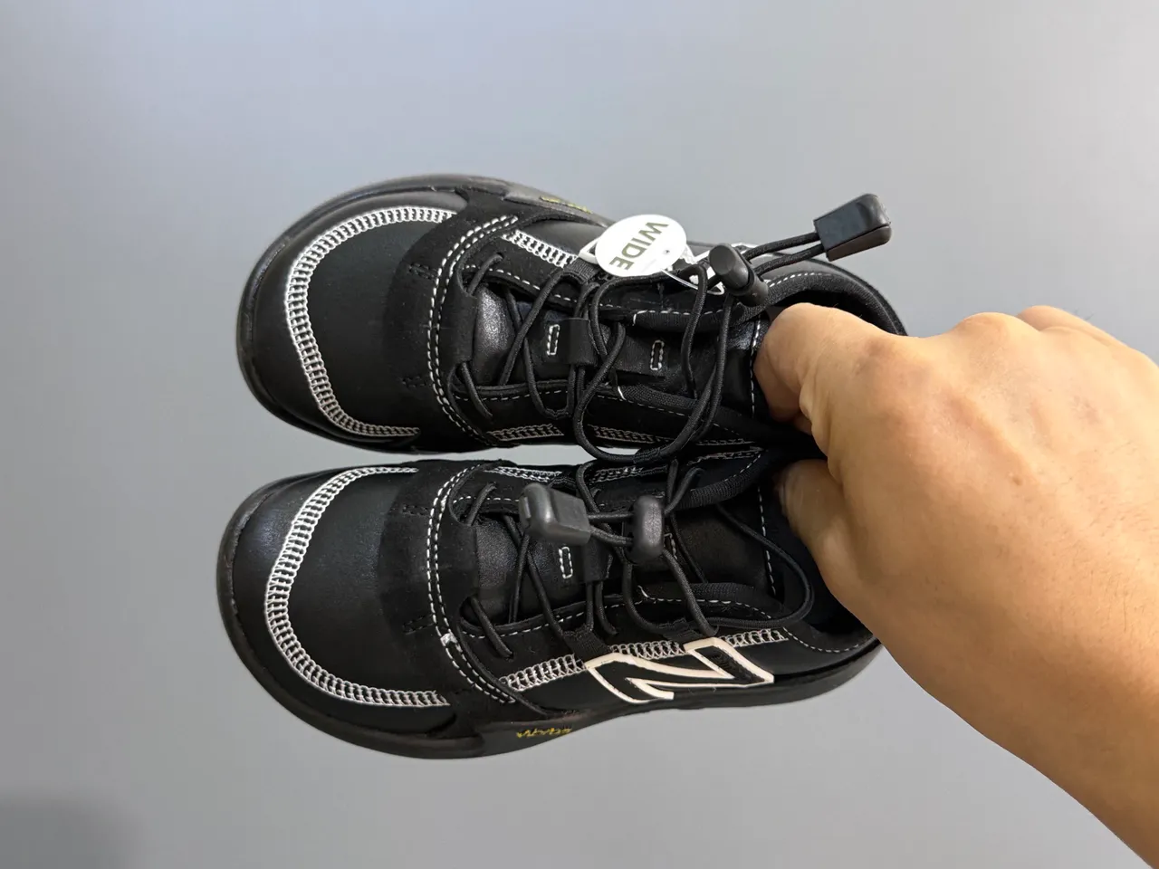 New Balance Silver Black Wide-Fit Vibram Sole Sneakers