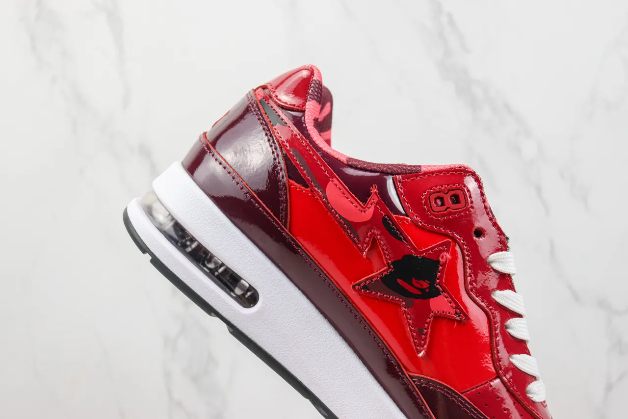 A Bathing Ape BAPE STA Glossy Red Burgundy Lifestyle Sneakers