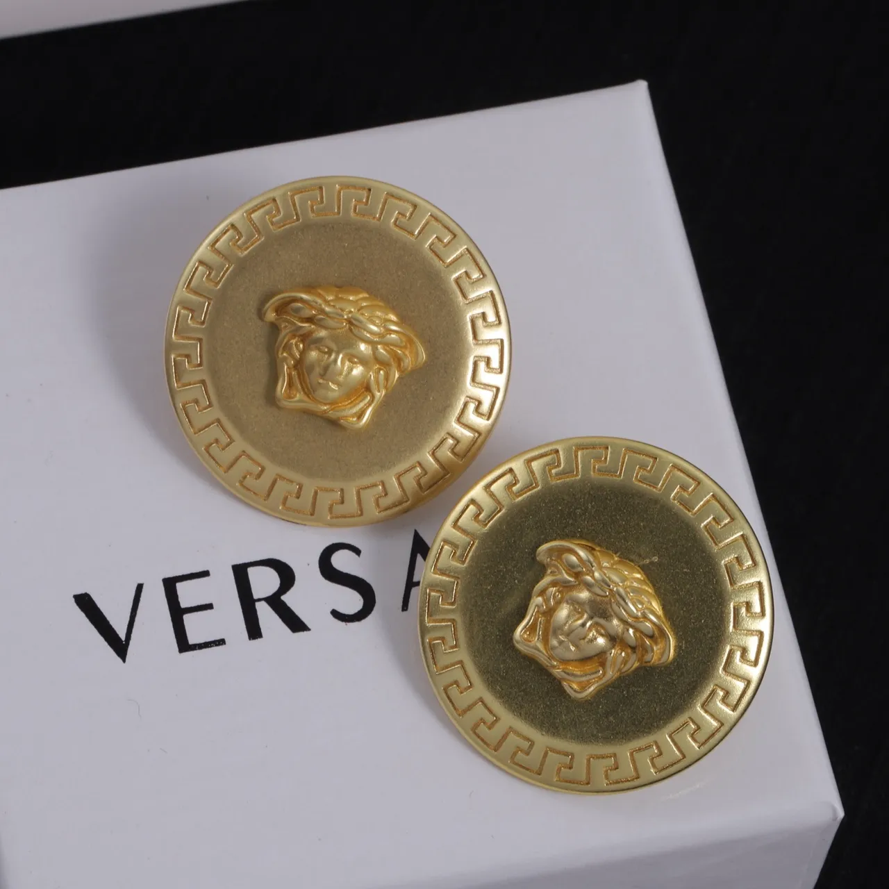 Versace Greca Odissea Gold-Tone Medusa Head Earrings