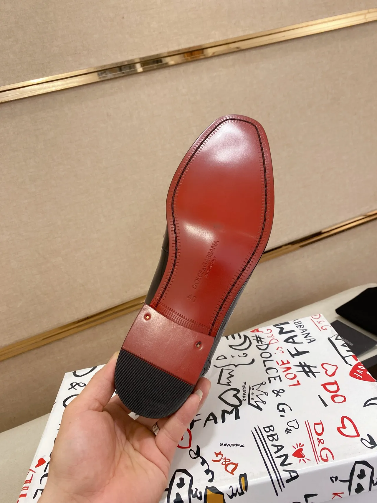 Dolce & Gabbana Navy Gold Patent Leather Metal Horsebit Ornament Loafer