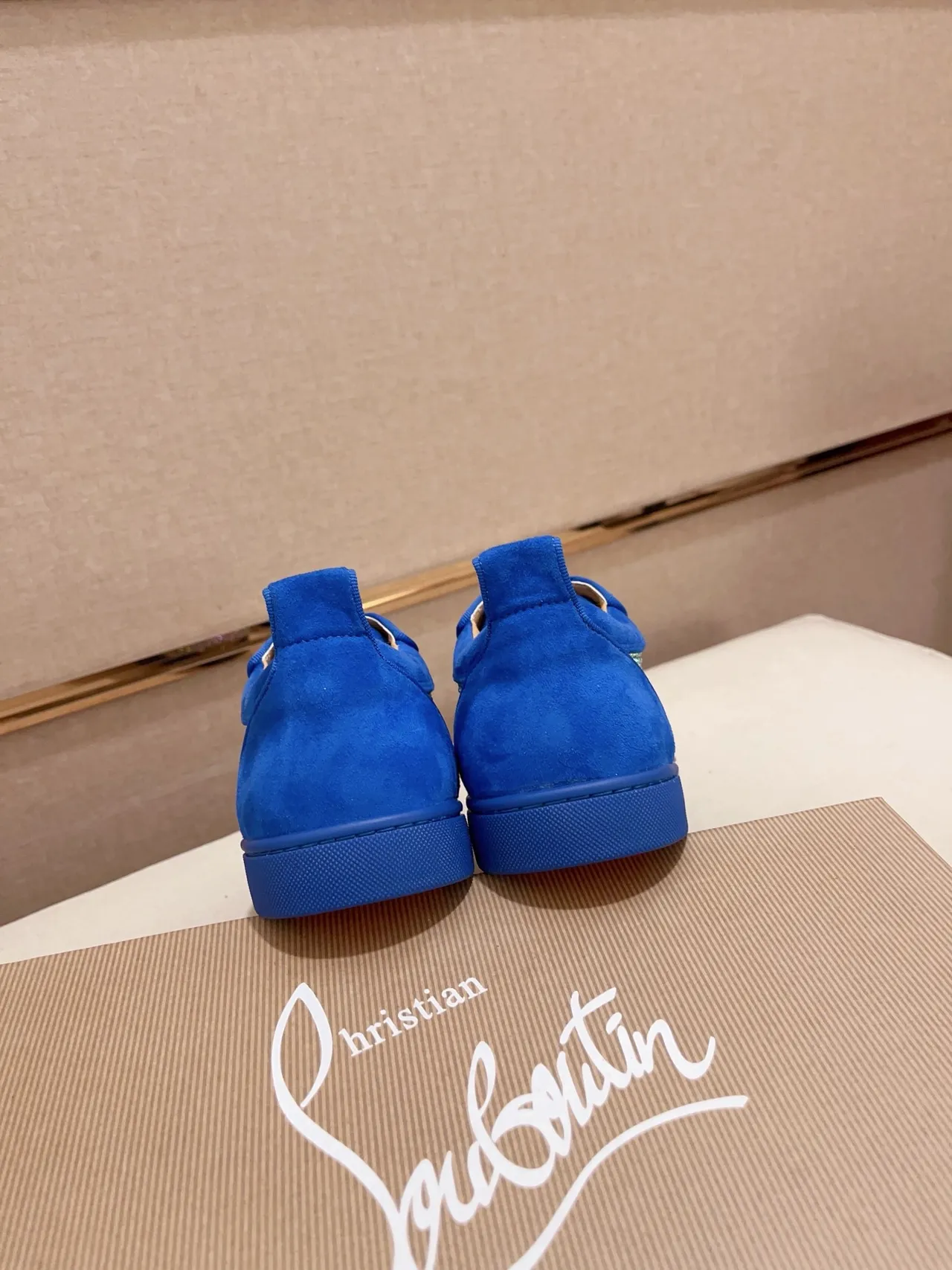 Christian Louboutin Blue Multicolor Crystal-Embellished Suede Upper Lifestyle Sneakers
