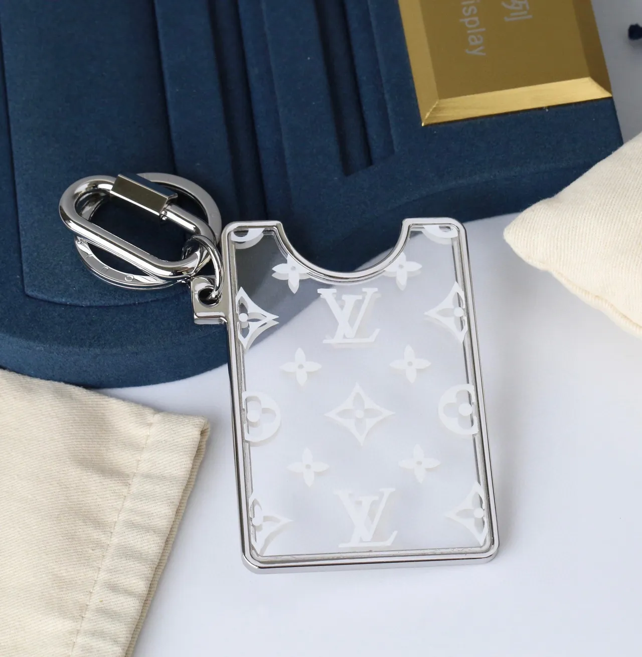 Louis Vuitton Transparent White Acrylic Monogram Print Phone Accessory