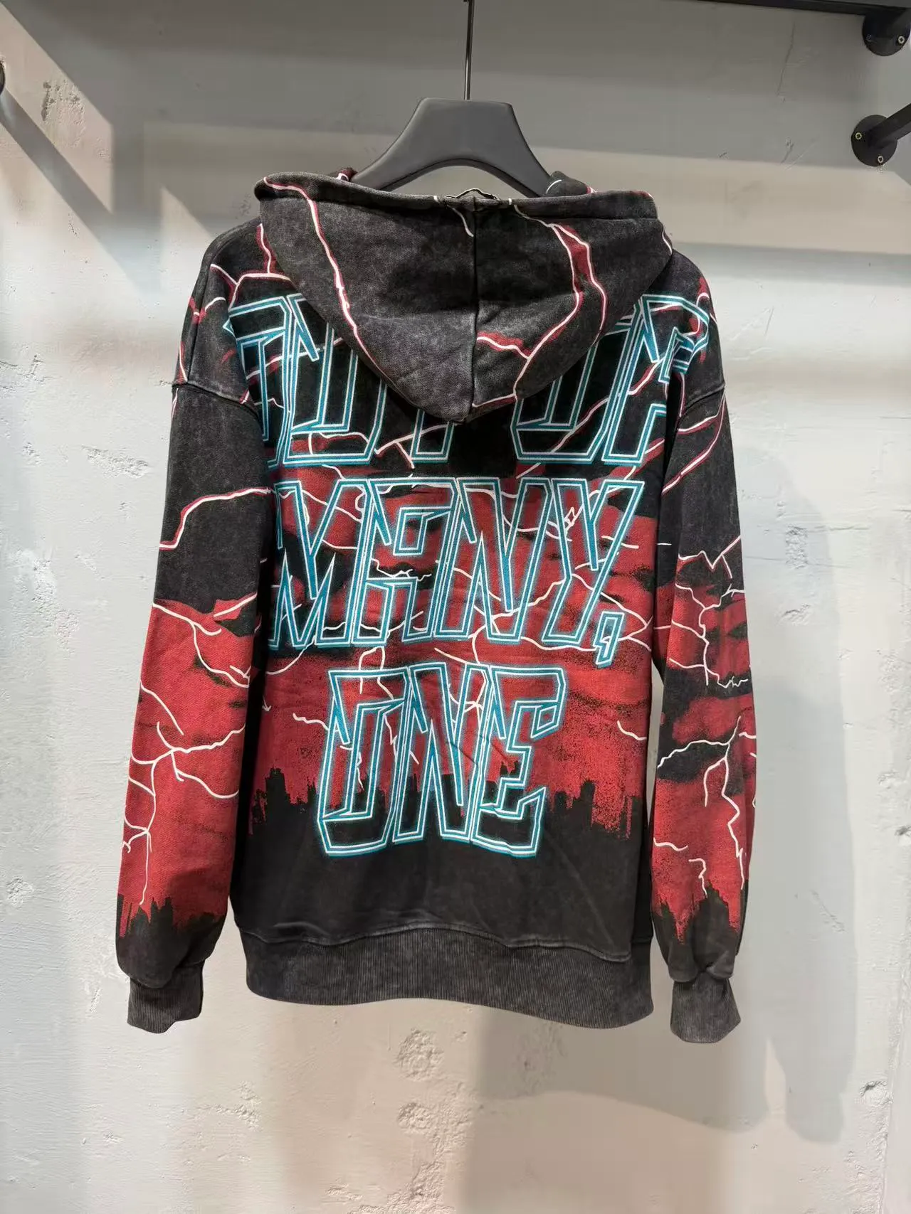Godspeed Black Red Graphic-Print Acid-Wash Tracksuit