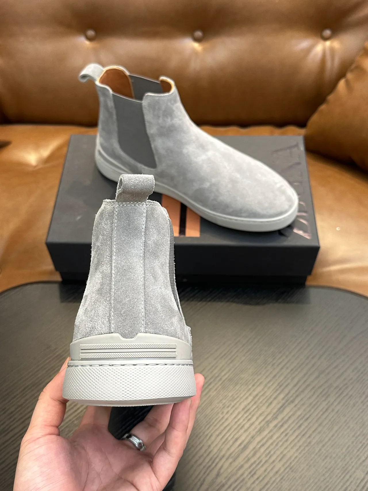 Zegna Gray Suede Chelsea Boots