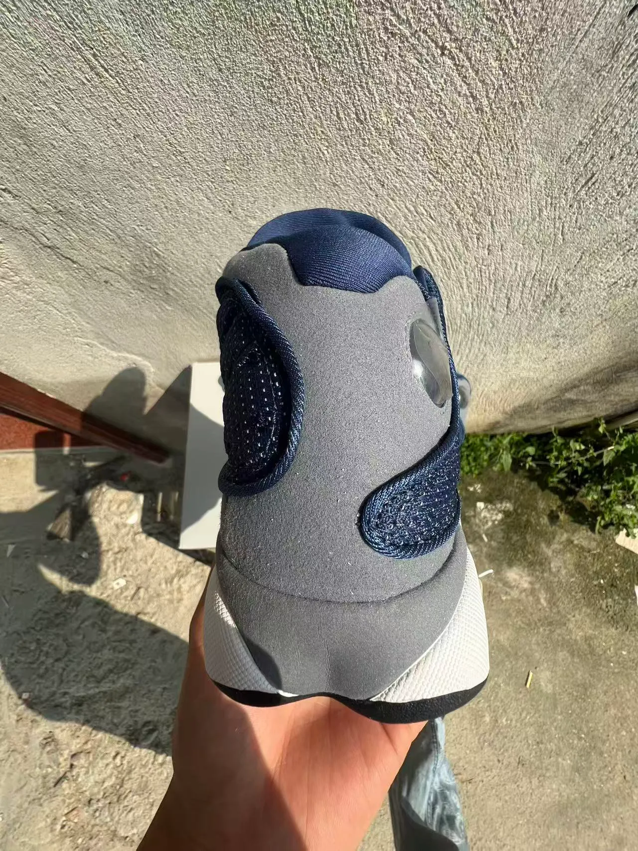 Nike Navy White Knit Upper High-Top Basketball Shoes