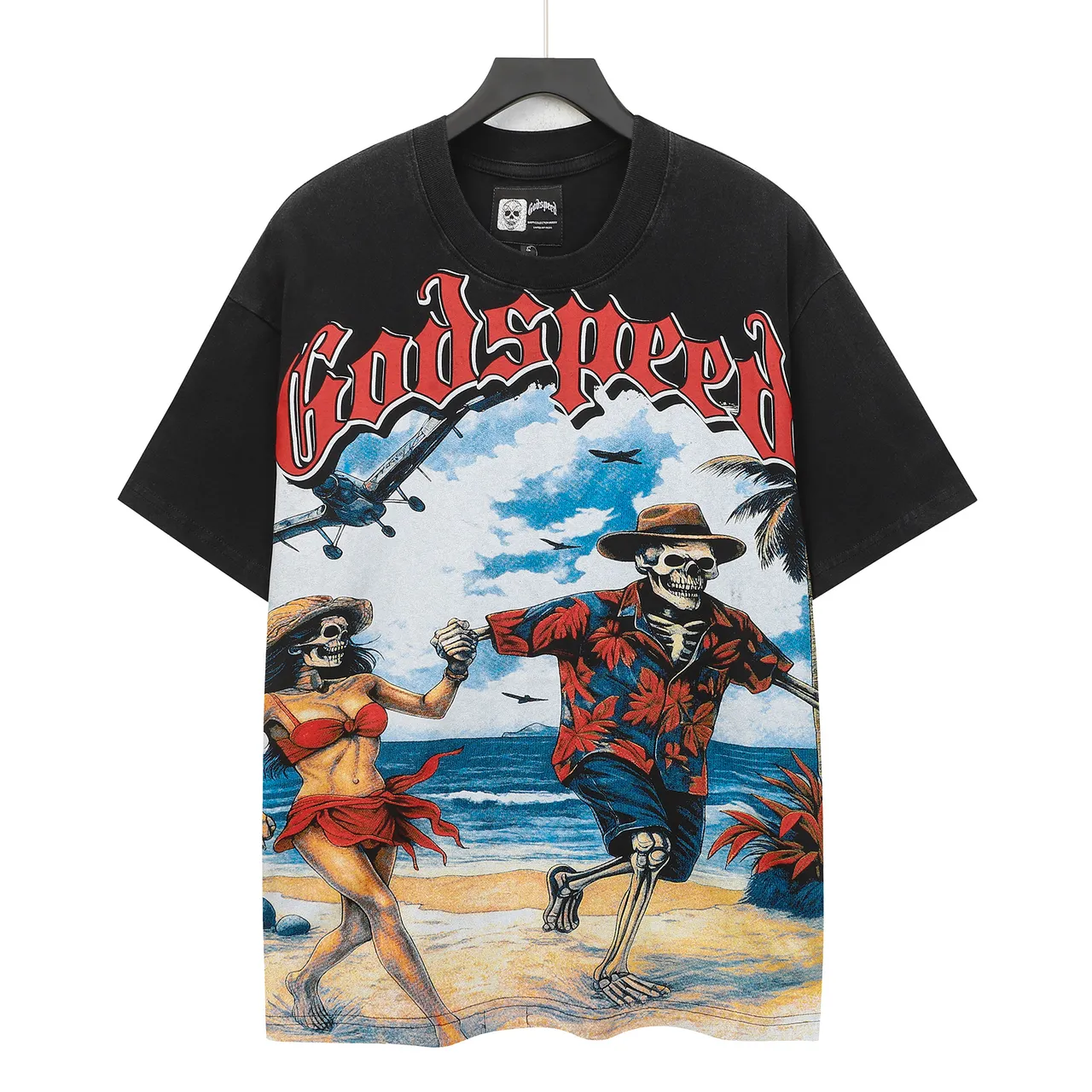Godspeed Skeleton Beach Graphic Black T-Shirt