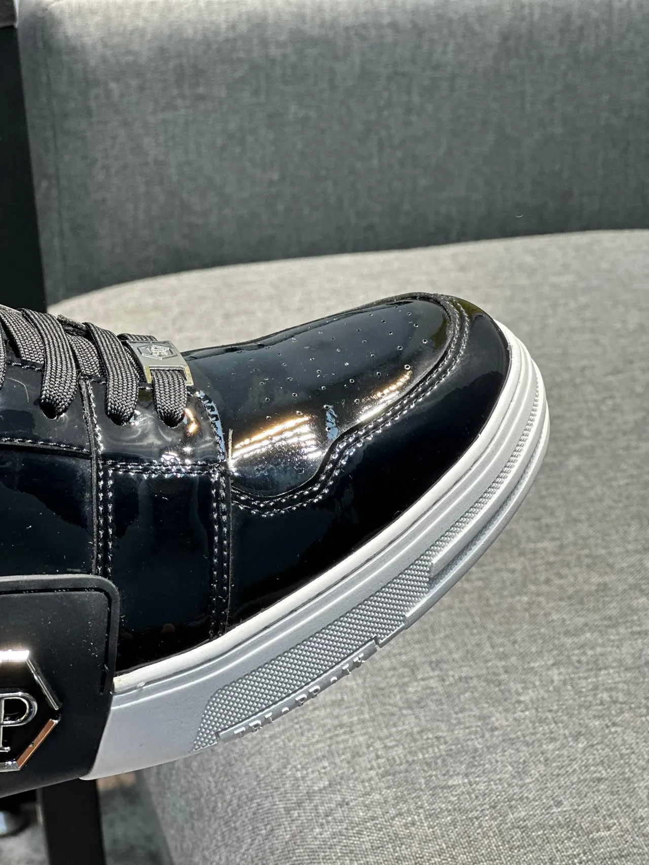Philipp Plein Super Street Black Patent Leather Lifestyle Sneakers