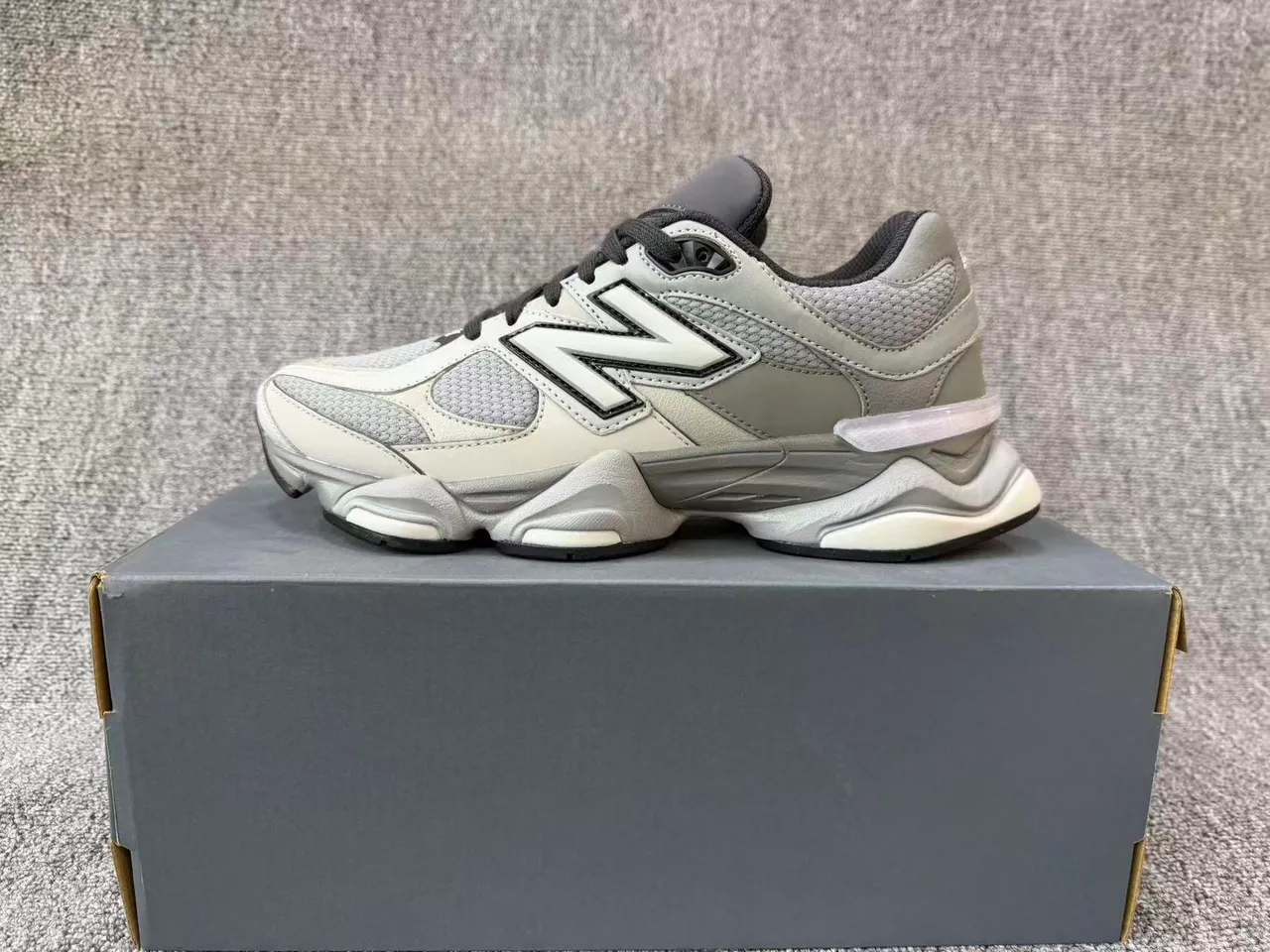 New Balance Gray White Multi-Layered Midsole Mesh And Synthetic Overlay Upper Chunky Sneakers