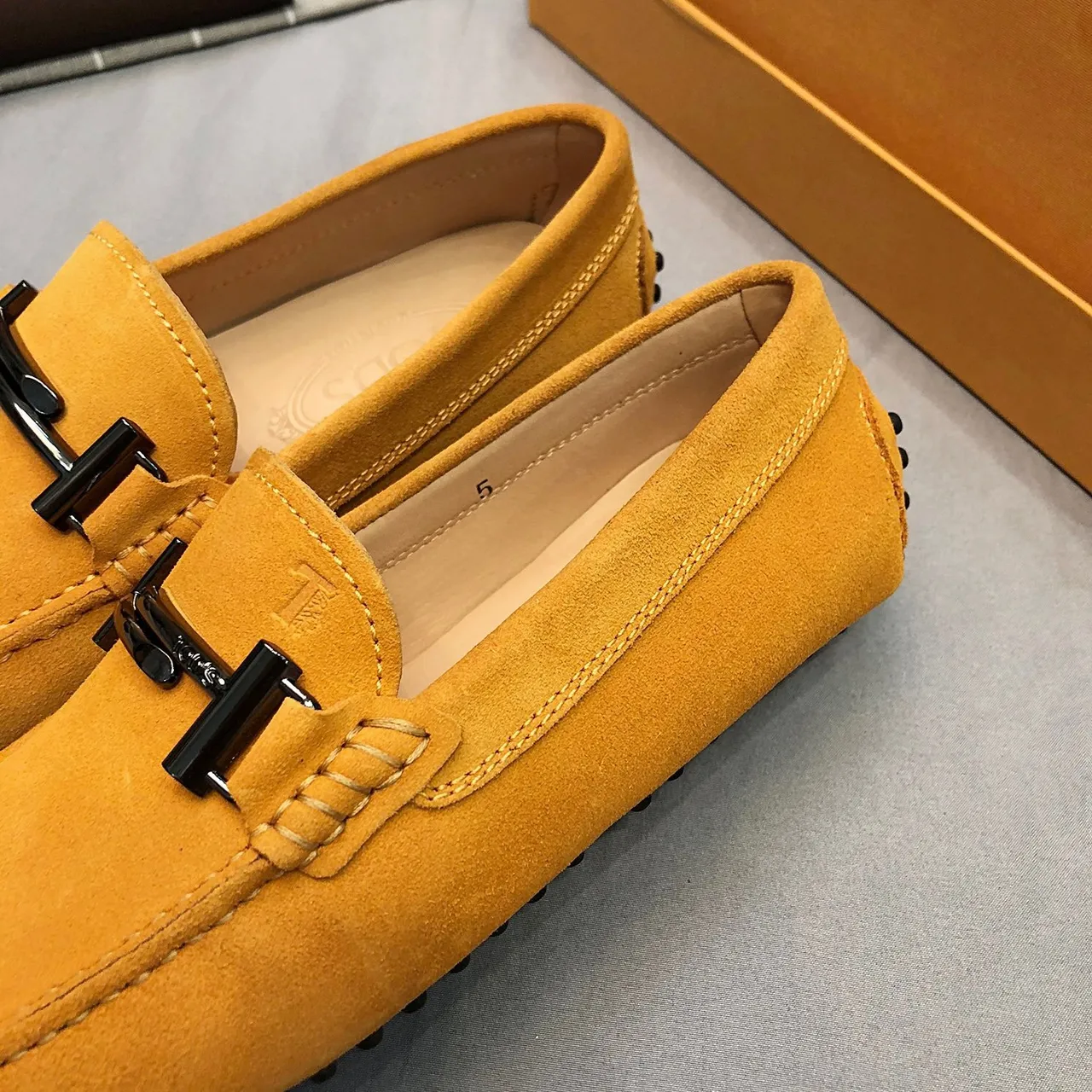 Tod's Horsebit Loafer Mustard Yellow Suede Loafers