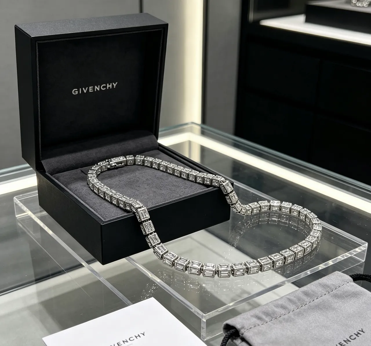 Givenchy Spectre Baguette-Cut Stone Rigid Link Necklace