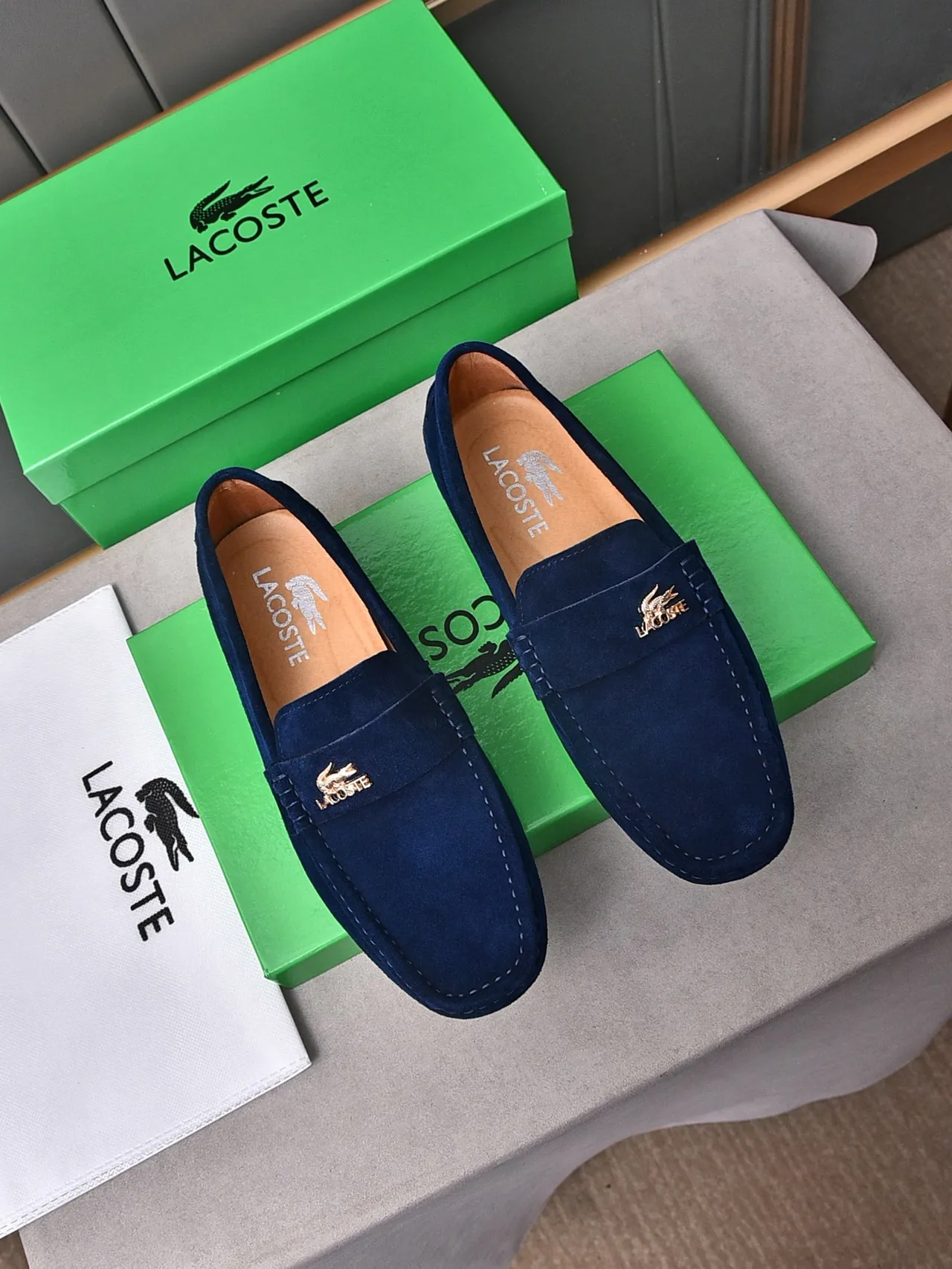 Lacoste Loafer Navy Brown Suede Upper Penny Strap Loafer