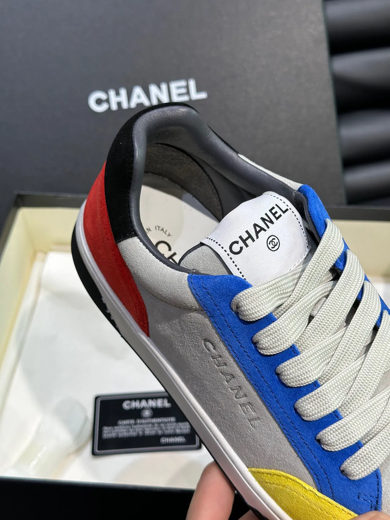 Chanel Color-Blocked Suede and Leather Lifestyle Sneakers