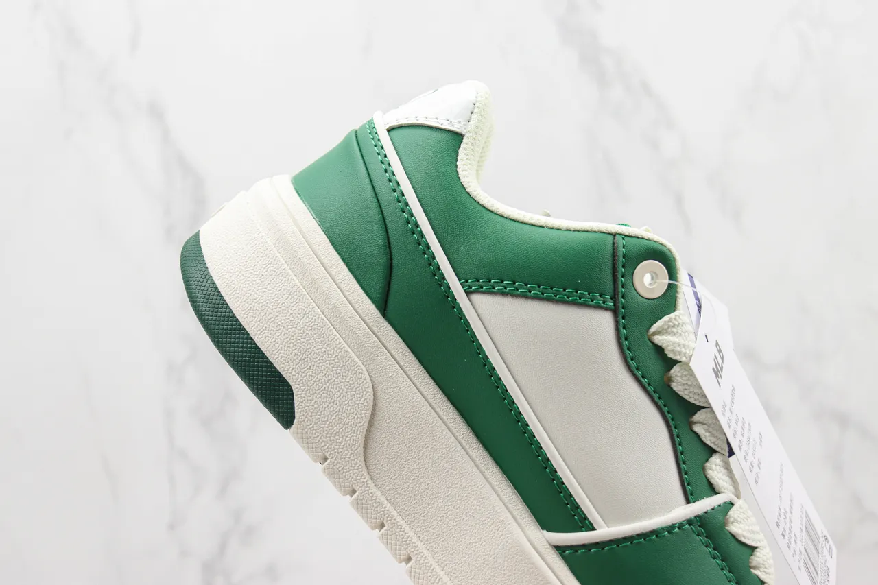 New Era Green White Platform Sole Leather-Paneled Upper Lifestyle Sneakers