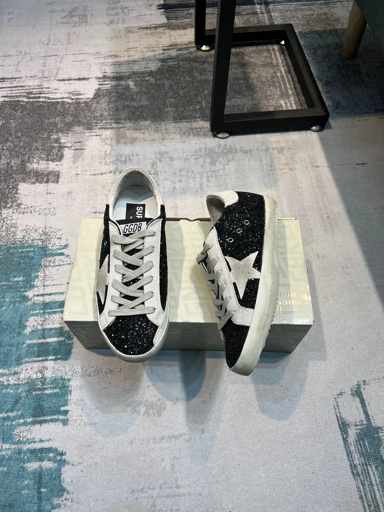 Golden Goose Superstar Black Glitter Star Lifestyle Sneakers