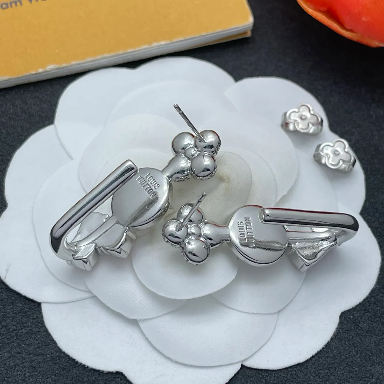 Louis Vuitton Floral Pearl and Pink Crystal Earrings