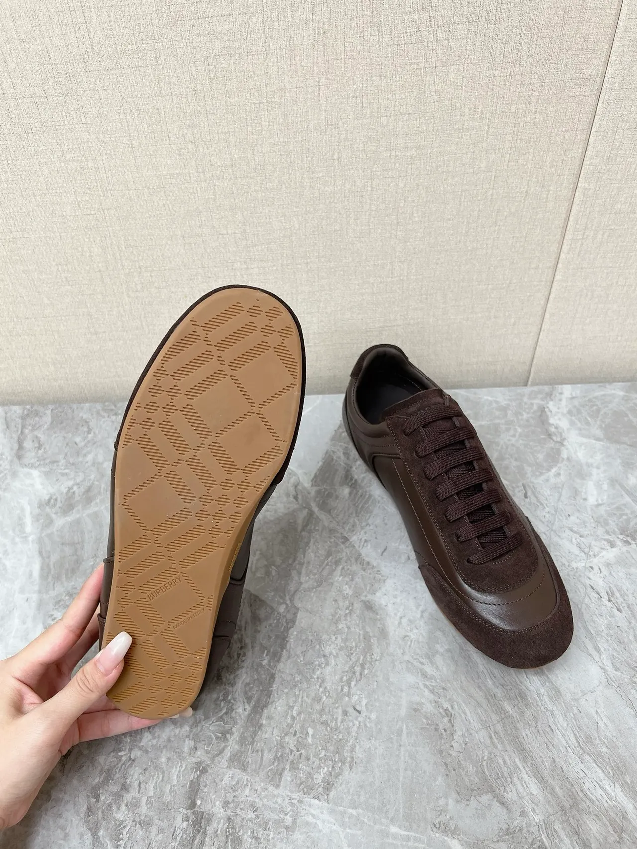 Burberry Knight Brown Suede and Leather Lifestyle Sneakers