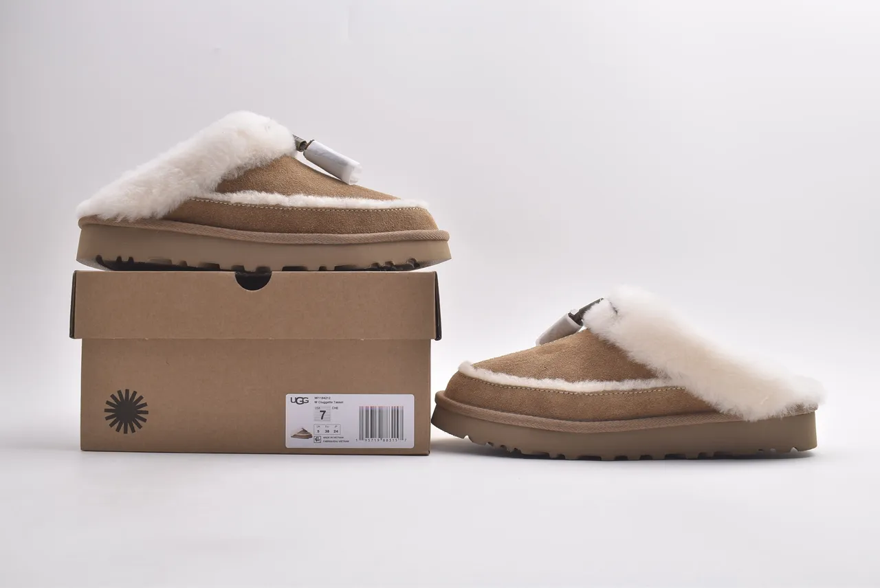 UGG Tasman Tan Shearling-Lined Suede Slipper