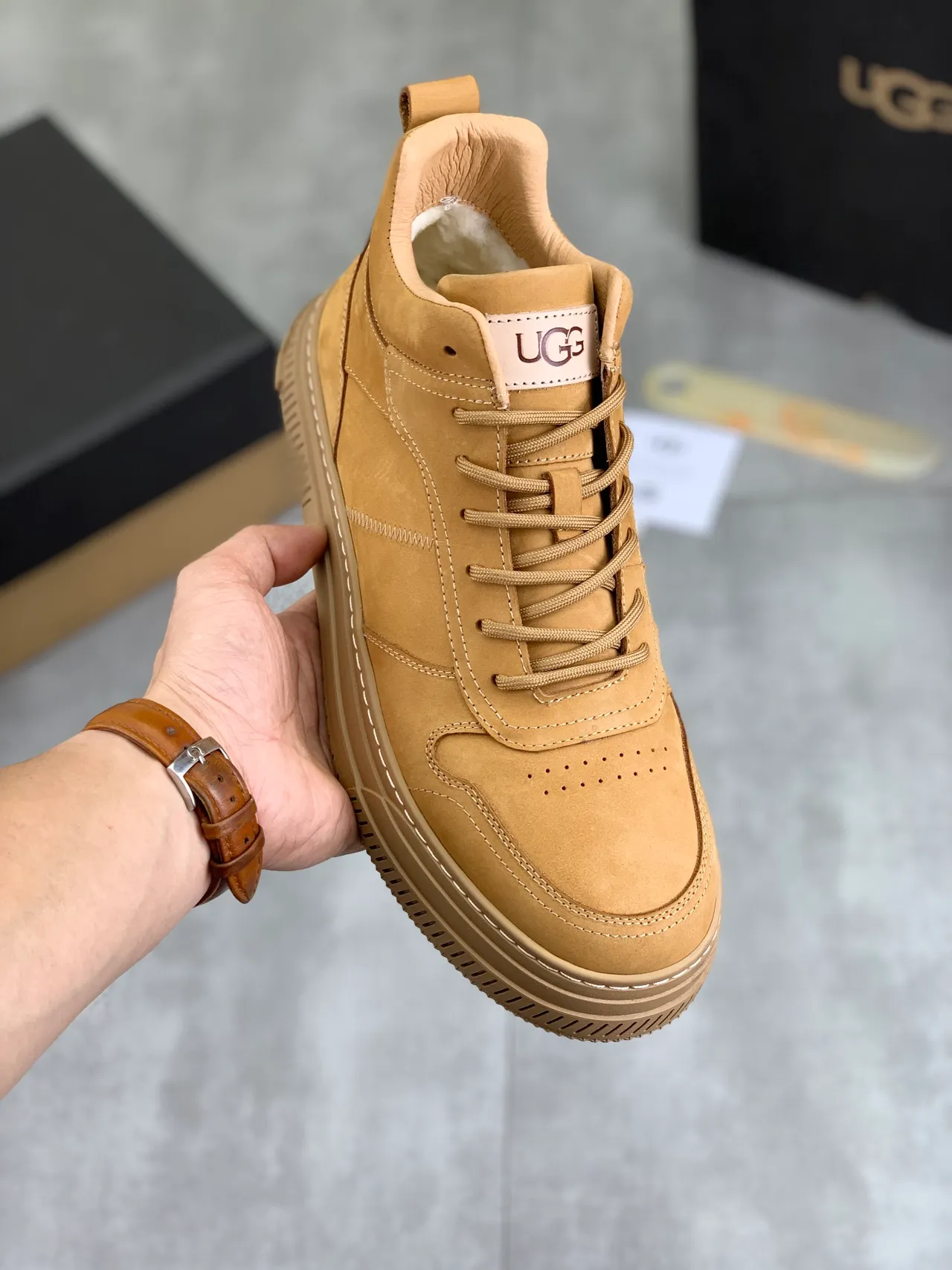UGG Beige High-Top Suede Lifestyle Sneakers