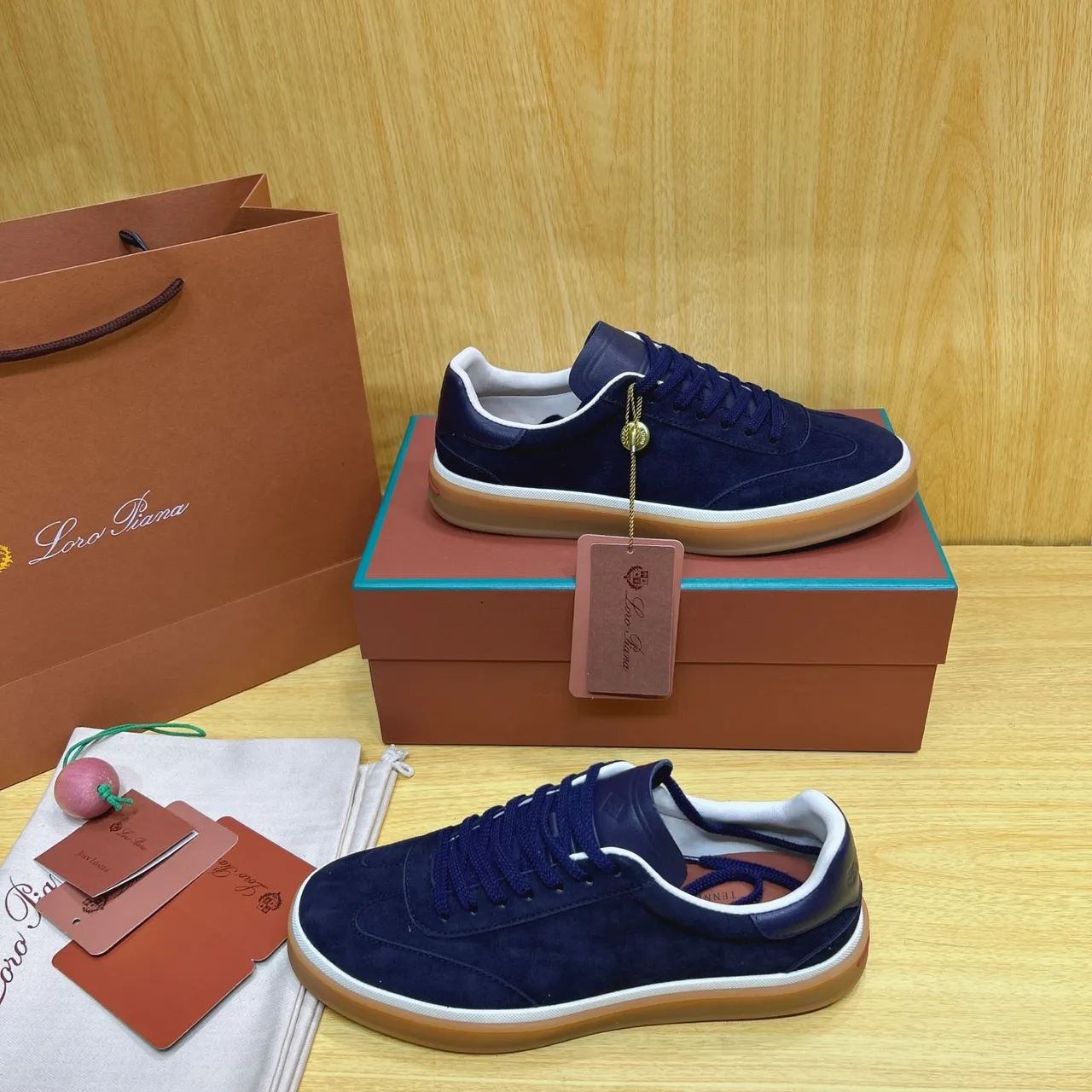 Loro Piana Navy Suede Gum Sole Lifestyle Sneakers