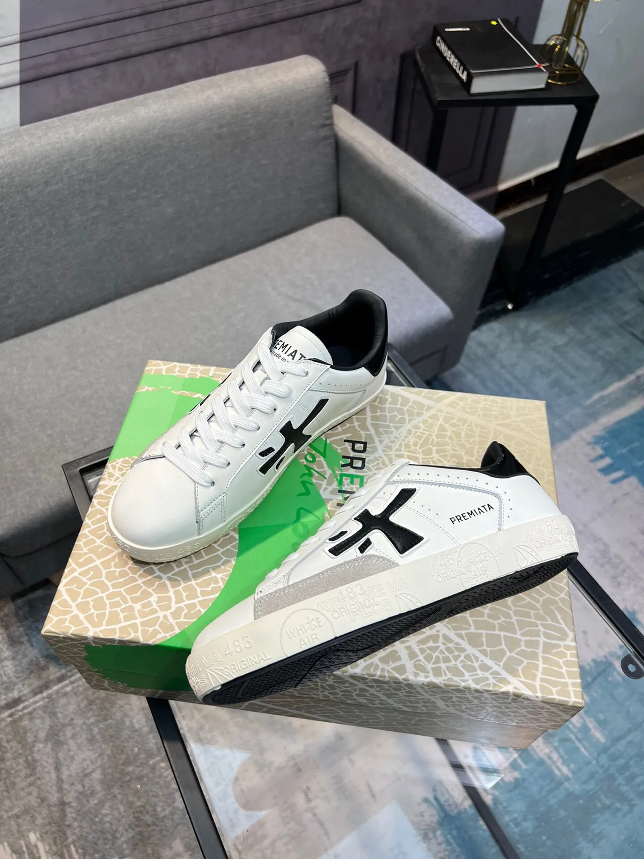Premiata Riviera White Black Gray Lifestyle Sneakers