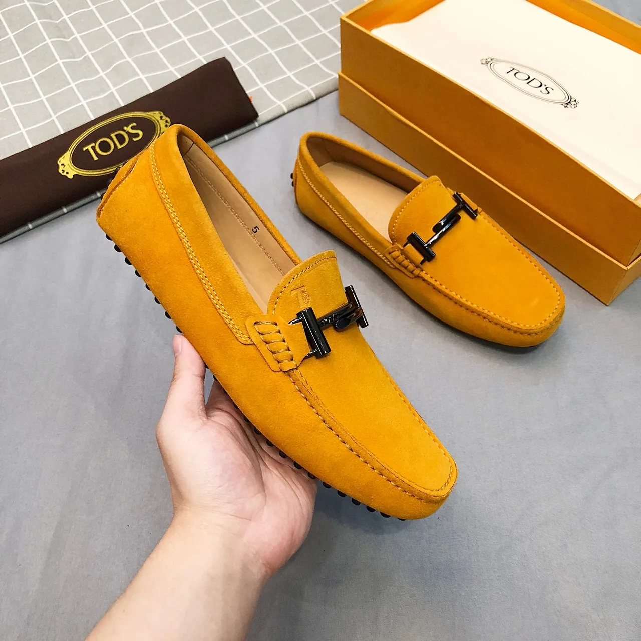 Tod's Horsebit Loafer Mustard Yellow Suede Loafers