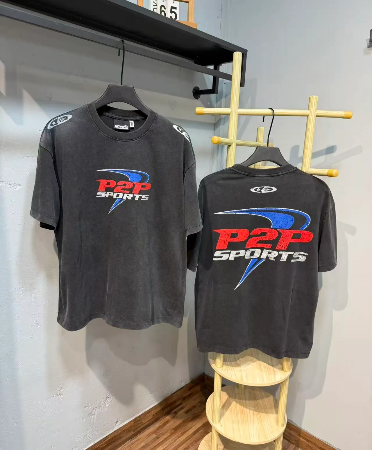 Hellstar P2P Sports Graphic Washed Black T-Shirt