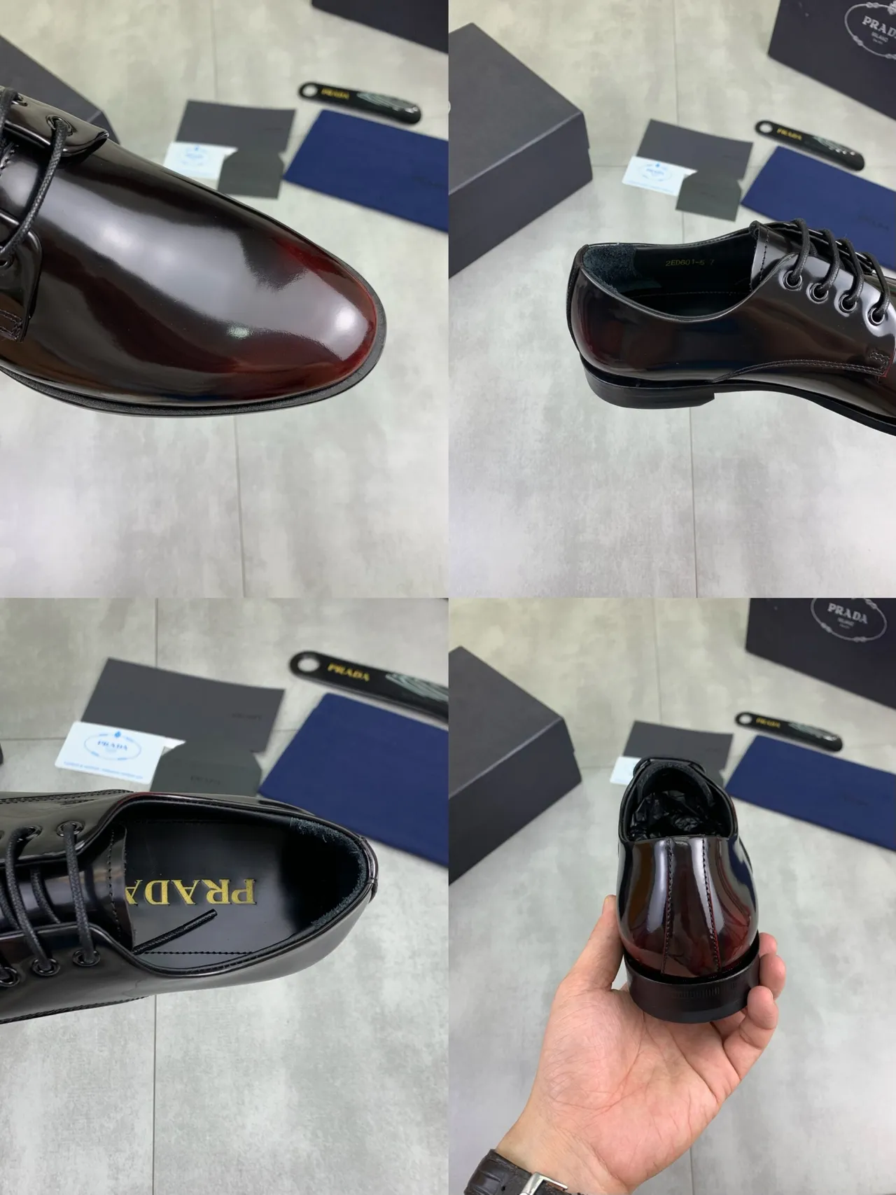 Prada Patent Leather Cap Toe Oxford Shoes