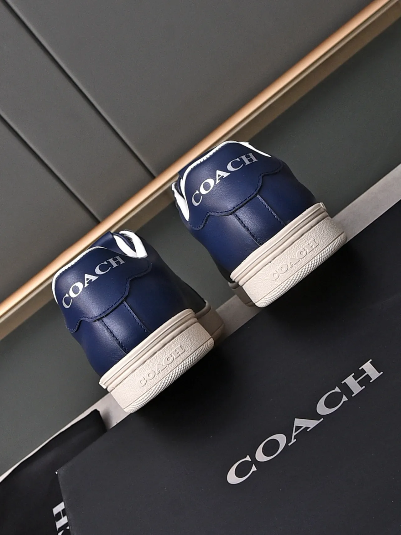 Coach Navy Leather Perforated Logo Lifestyle Sneakers