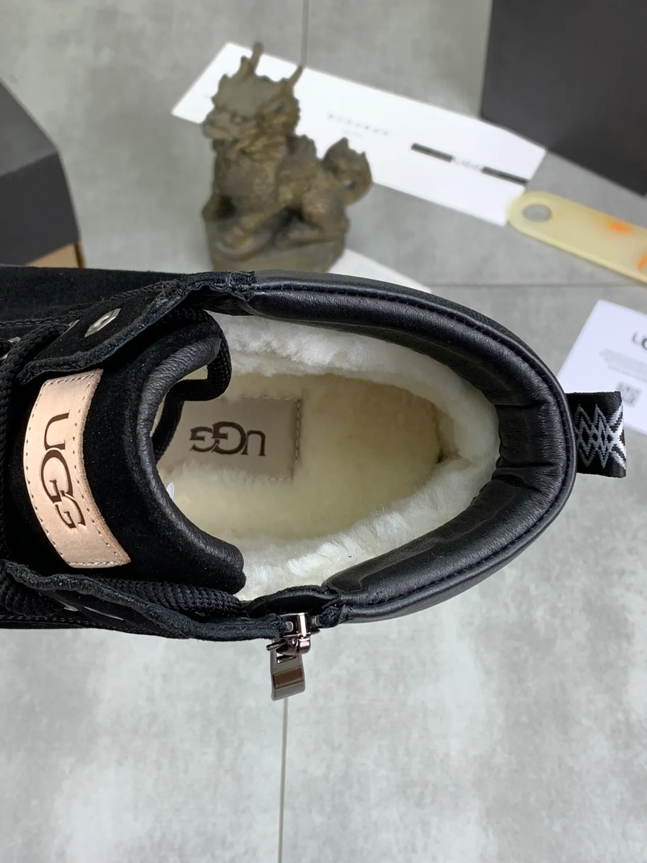UGG Tasman Black White High-Top Lace-Up Snow Boots