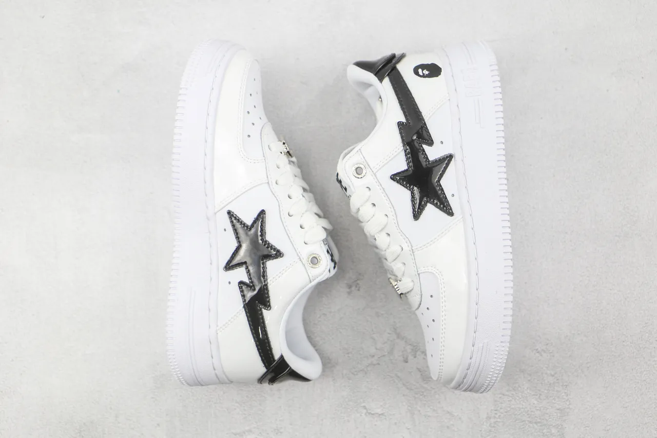 A Bathing Ape BAPE STA White Black Star Lightning Lifestyle Sneakers