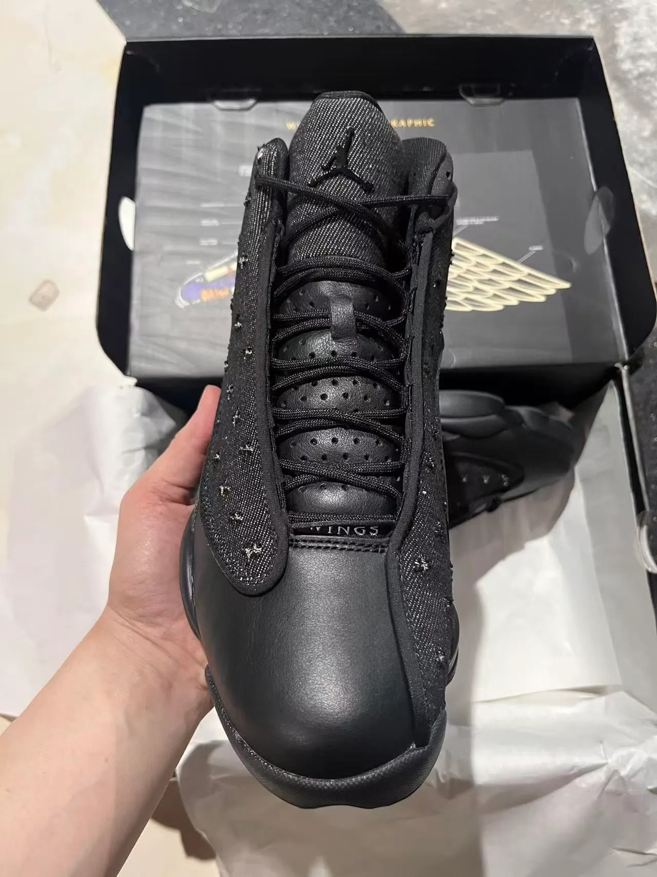 Air Jordan 13 Black Silver High-Top Textured Mesh Upper Basketball Shoes