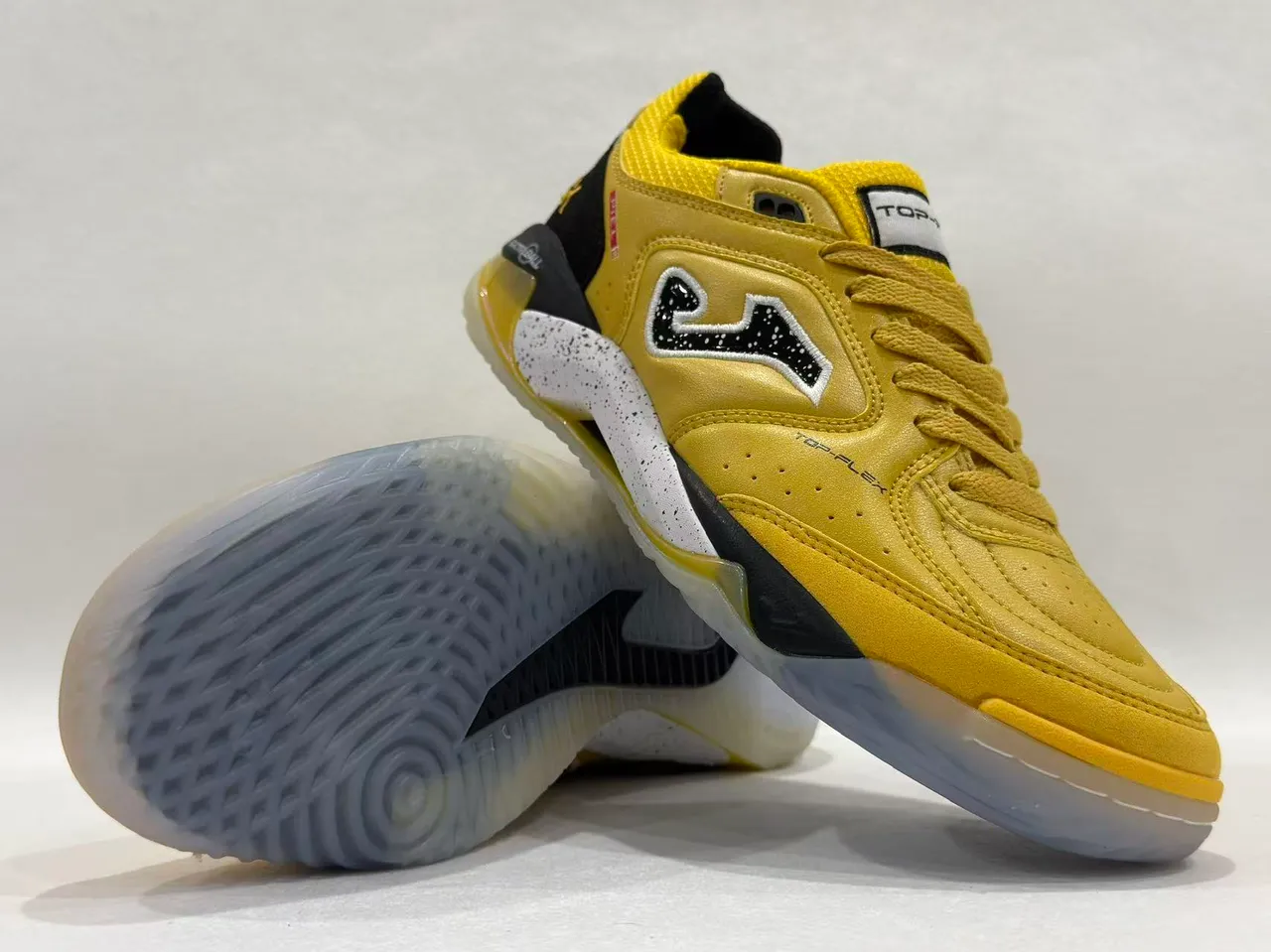 Joma Top-Flex Yellow Black Leather-and-Mesh Upper Sneakers