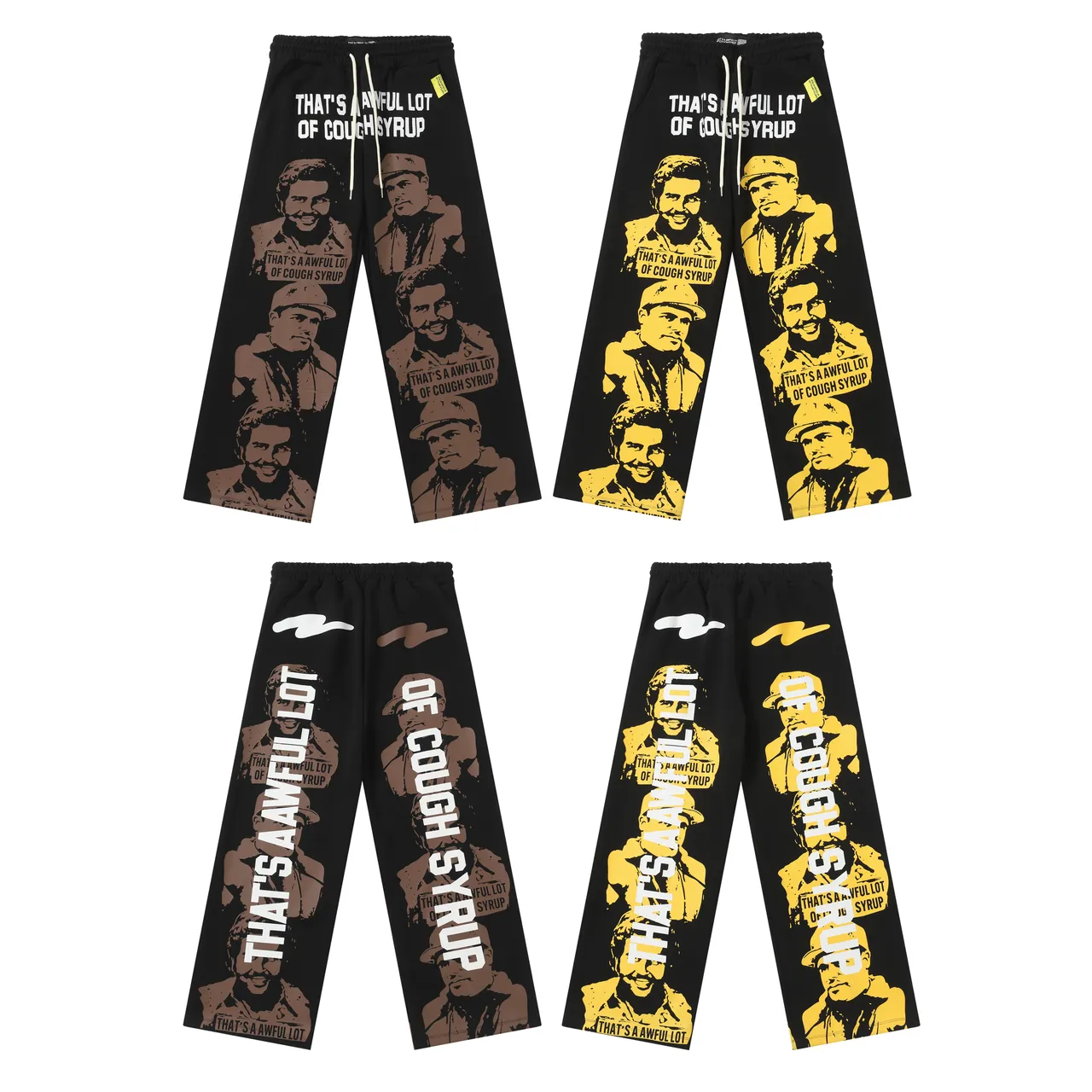 Black and Yellow Graphic Print Hoodie and Sweatpants Tracksuit