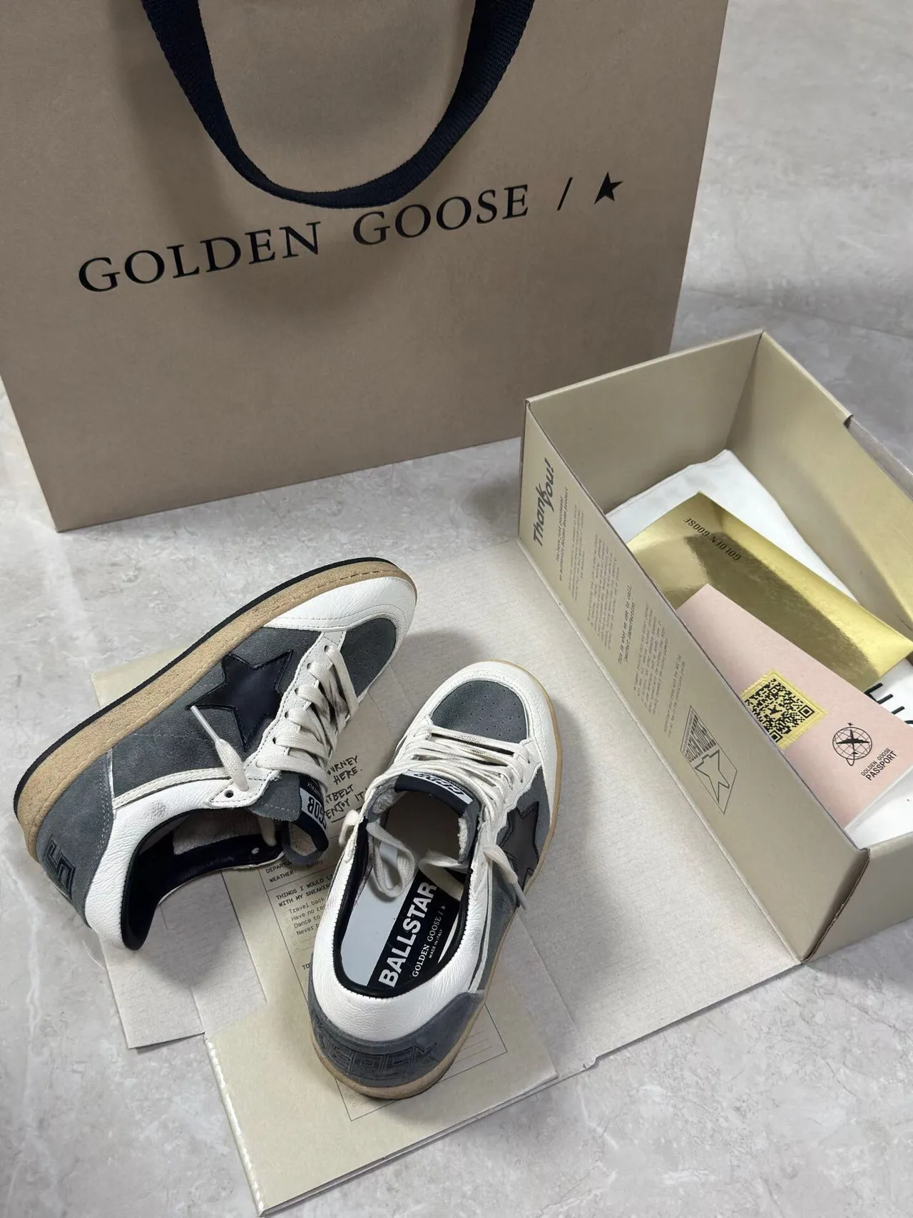 Golden Goose GGDB AllStar Distressed White Gray Black Lifestyle Sneakers