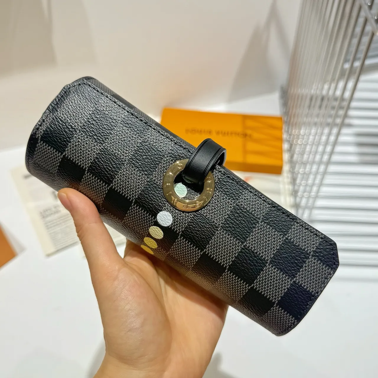 Louis Vuitton Black Gray Damier Graphite Canvas Cylindrical Roll-Up Silhouette Handbag