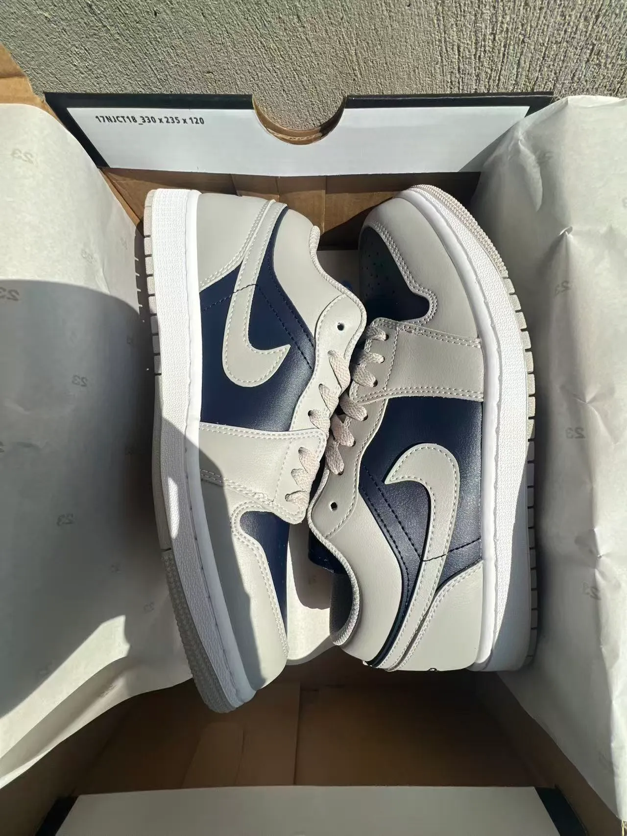 Nike Air Jordan 1 Low Gray Navy White Lifestyle Sneakers
