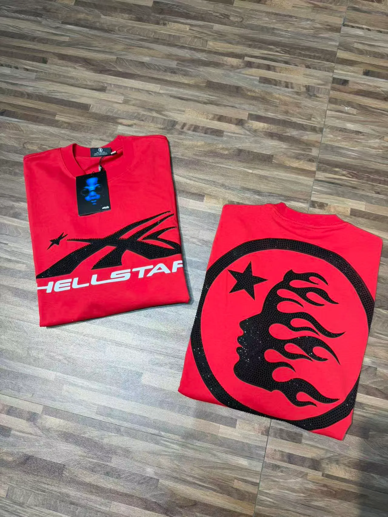 Hellstar Graphic-Print Red Long-Sleeve Crewneck Sweater
