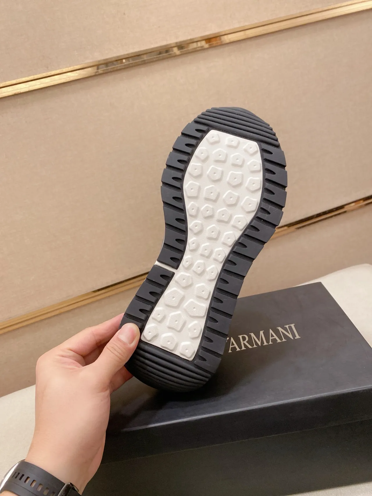 Armani Exchange Gray White Mixed-Material Upper Contrast Midsole Sneakers