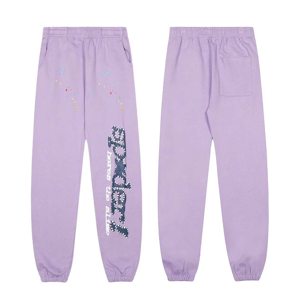 Sp5der Spider! Here's The Slime Blue Multicolor Oversized Fit Graphic-Print Tracksuit