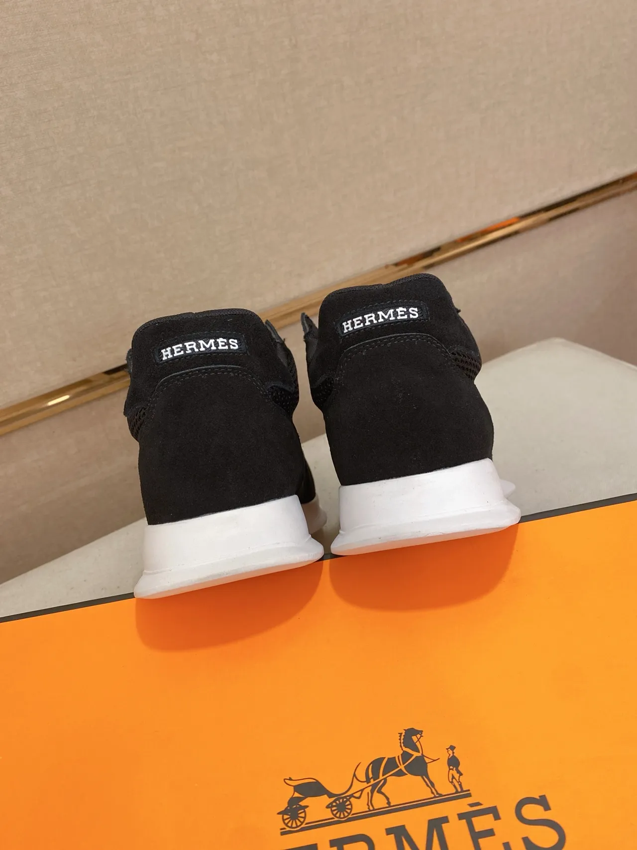 Hermès Black Mesh and Suede Lifestyle Sneaker