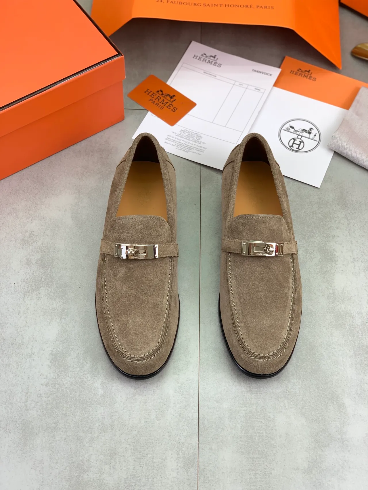 Hermès Oran Suede Horsebit Loafer