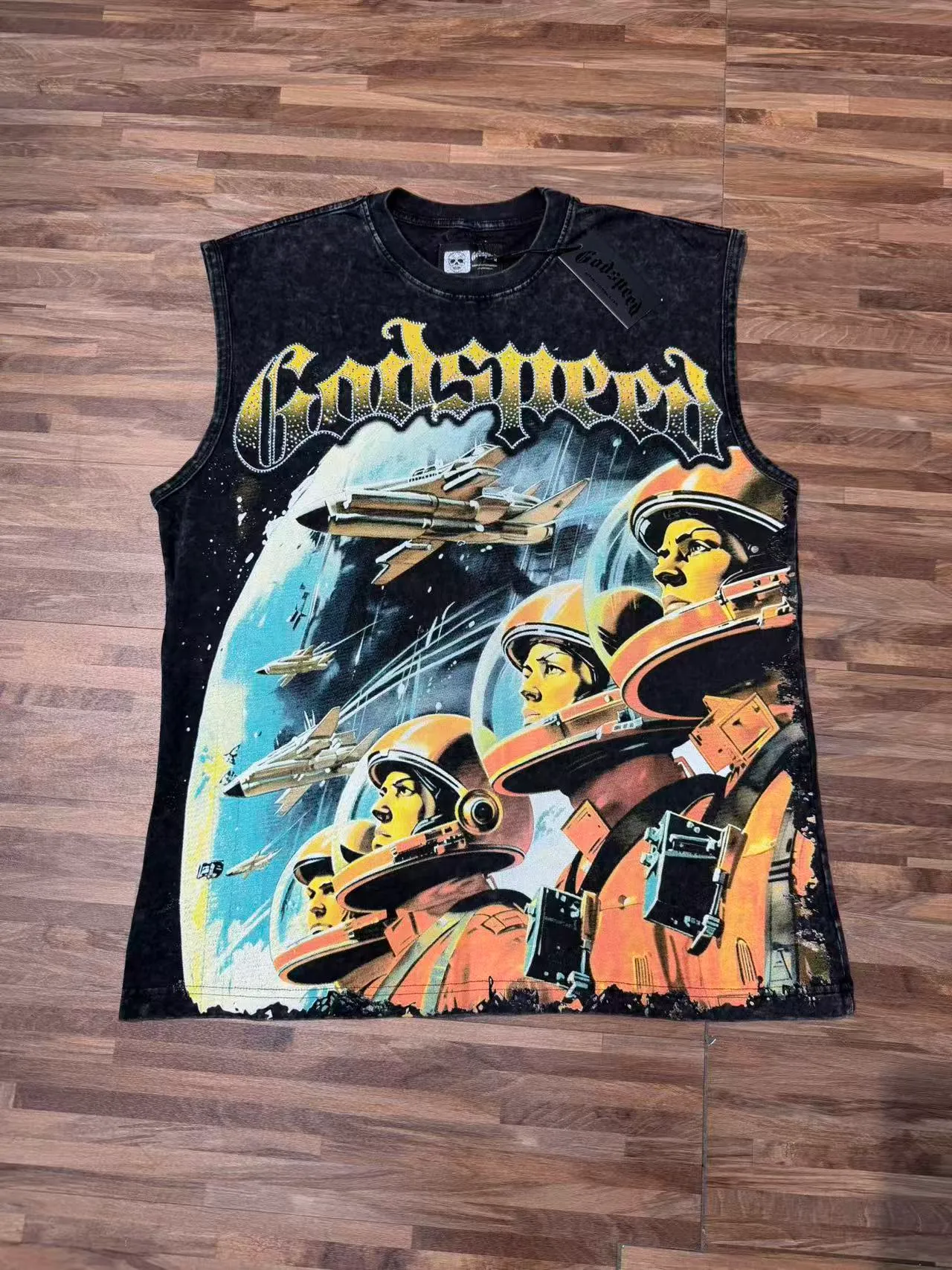 Godspeed Acid-Wash Graphic Vest Top